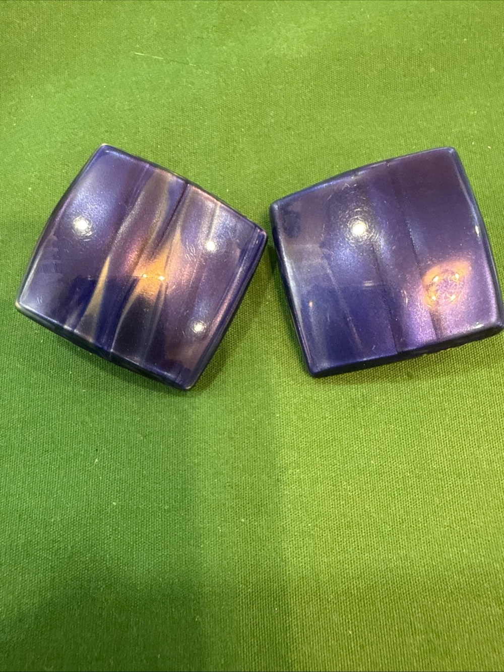 VTG Blue Square Plastic ClipOn Earrings. 44E